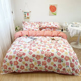 elvesmall Floral Print Brushed Home Bedding Set Simple Fresh Comfortable Duvet Cover Set with Sheet Comforter Covers Pillowcases Bed Linen