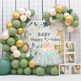 elvesmall Sage Green Balloons Garland Arch Kit Different Size 5/10/12/18Inch Birthday Party Decoration Ballon Baby Shower Wedding Globos