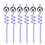 elvesmall 10pcs Football Theme Creative Straw Ball Patch Plastic Straw Happy Football Boy Birthday Party Decor World Cup Supplies Kid Gift