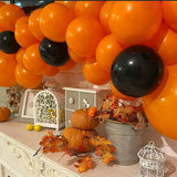 elvesmall 18pcs/set 18inch Orange Stars Foil Balloons Gold Confetti Black Latex Ball Halloween Kids Birthday Party Decors Inflate Balls