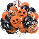 elvesmall 12pcs Halloween Party Balloon Dress Up Horror Vibe Event Decor Skeleton Pumpkin Bats Ghost Festival Party Decoration Balloons