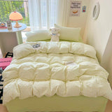 elvesmall Stripe Style Bedding Set Duvet Cover Pillowcase with Bedsheet Soft Bed Linen Sets Four-Piece Set for Home