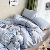 elvesmall Ins Light Luxury Retro Style Small Fresh Thick Strip Four-piece Bedding Student Dormitory Three-piece Set