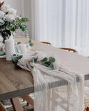 elvesmall  Table Runner Semi-Sheer Personalize Vintage Wedding Decoration Kitchen Dinner Tablecloth Retro Boho Event Designing
