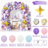 elvesmall 116pcs Purple Pink Rainbow Balloon Garland Arch Kit Wedding Unicorn Birthday Party Decor Kid Baby Shower Birthday Latex Balloons
