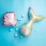 elvesmall Mermaid Party Balloons 32inch 1 2 3 Foil Number Balloon Girls' Mermaid Tail Birthday Party Decorations Baby Shower Helium Globos