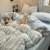 elvesmall Minimalist seersucker Duvet Cover Nordic Bedding Double Bed Modern Bedding Set Skin Friendly Down Duvet Cover Bed Decoration