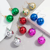 elvesmall Christmas Acrylic Mirror Disco Ball Drop Earring for Women Creative Rock 3D Bulb Dangle Earrings Xmas New Year Jewelry