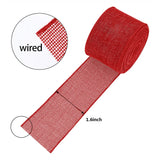 elvesmall 1.6 in. x 10 yds. Red Natural Burlap Christmas Ribbon, For DIY Crafts, Home Decor,(4-Pack)