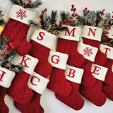 elvesmall Christmas Letter Knitting Socks Snowflake Stocking  Christmas Decoration for Home Xmas Tree Ornament Gift Navidad Natal