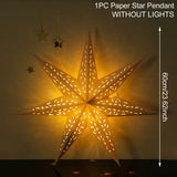 elvesmall 30-75cm Hollow Star Hanging Pendant Eid Mubarak Christmas Ramadan Decoration Islamic Muslim Party Decor Ramadan Kareem Gift