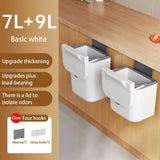 elvesmall  Wall Mounted Cabinet Trash Can with Lid Basket Storage Bucket Household Organization Rack Modern Home Bathroom Kitchen Trash Can