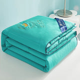 elvesmall Cool Ice Silk Thin Quilt Soybean Fiber High Quality Cold Bedding Quilts for Summer Mechanical Wash Quilted Comforter Queen Size