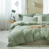 elvesmall American Style Furball Tasseles King Size Bedding Set Hairball Tassel Duvet Cover Sets Queen Washed Quilt Cover Set No Bed Sheet