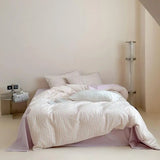 elvesmall 100% Cotton Duvet Cover Set Comfy Simple Soft Breathable Stripe Bedding Flat/Fitted Sheet Pillowcases Black White Twin Queen