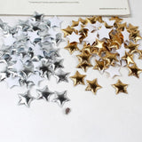 elvesmall 100Pcs Gold/Silver Stars for Christmas Party Decor Foam Fabric Stars DIY Scrapbook Cards Ornaments Embellishments Accessory