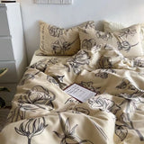 elvesmall Fashion Duvet Cover Set Korean Ins Style 2024 New Flat Sheet Pillowcase No Filler Kids Adult Bedding Set Twin Queen Bed Linen