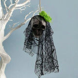 elvesmall Halloween Skull Hanging Ornaments Foam Skull Bride Clothes Bone Head Scene Layout Props Home Decorations Festival Party Supplies