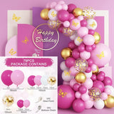 elvesmall 79pcs Pink Rose Gold Balloon Garland Arch Kit Macaron balloons Birthday Party Decor Kids Wedding Birthday Baby Shower Decor