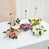 elvesmall 20CM Candlestick Garland Wreath Artificial Rose Candle Holder Flower Ring Home Party Wedding Table Decoration