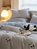 elvesmall High-end Double Yarn 100% Cotton Bedding Set Lovely Cartoon Embroidery Queen Duvet Covet Set Pure Cotton Air-Permeable Bed Sets