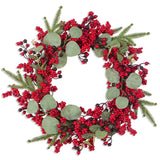 elvesmall Christmas Decoration Wreaths for Front Door Handmade Cypress Leaf Red Berry Pine Wreath Xmas Home Wall Window Decor
