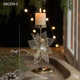 elvesmall Christmas Golden Wrought Iron Candlestick Star Elk Christmas Tree Candle Holder Merry Christmas New Year Table Decoration