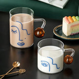 elvesmall  -   460ml Creative Scale Glass Mug Breakfast Mlik Coffe Cup Household Couple Water Cup Ball Handle Design Pattern Drinkware Cups