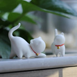 elvesmall Cute White Porcelain Lucky Cat Decorations Handcrafted Creative Tea Pets Desktop Ornaments Children's Birthday Gifts