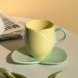 elvesmall Ceramic Tulip Cups Mug Saucers Suits with Tray Flower-shaped Coffee Cups saucers, lovely drink cups