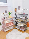 elvesmall 4 Tier Shoe Rack Multi Tier Foldable Shoe Organizer Rack Storage Standing narrow slit Shoe Shelf for Entryway Bedroom Closet