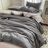 elvesmall Cooling Duvet Cover Single Queen Silky Soft, Solid Color Bedding Set, 4 Pcs Set(1 Comforter Cover + 1 Flat Sheet + 2 Pillowcase)