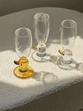 elvesmall Creative Cartoon Cute Happy Duckling Water Cup Pearl Necklace Decorative Glass European-style Transparent Champagne Cups Fashion