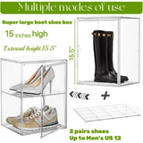 elvesmall Boot Storage Boxes Clear Stackable  Bins with Magnetic Lids Adjustable Divider