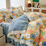 elvesmall Small fresh milk velvet four piece set double faced velvet thickened warm small lace flannel bedding set