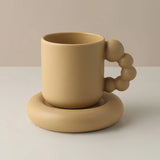 elvesmall  -  Ceramic Creative Coffee Cup with tray Nordic Home Decor Handmade Art Tea Mug Tray Personalized Gifts