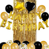 elvesmall 39pcs Rose Gold Birthday Balloons Party Decoration Happy Birthday Letter Balloon Rain Silk Curtain Background Baby Shower Decor