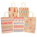 elvesmall 5Pcs Kraft Gift Bags with Handle Elk Snowflake Christmas Tree Merry Christmas Party Favors Packaging Bag Navidad New Year 2025