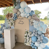 elvesmall Dusty Blue White Balloon Garland Kit Pastel Light Arch Wedding Birthday Party Baby Shower Baptism Christening Party Decorations