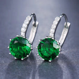 elvesmall Emerald Green Zircon Hoop Earrings For Women Big Round Earrings Bridal Wedding Party Jewelry Gift Girlfriend Wife Birthday