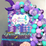 elvesmall Macaron Purple Green Blue Latex Balloons Mermaid Arche Ballon Anniversaire Happy Birthday Globos Party Decoration Girl Arch Kit