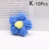 elvesmall 4.5cm Hand-knitted Flower Puff Flower Milk Cotton Wool Hand Hook Flower DIY Hairpin Clothing Accessory Shoes Hats Craft Supplies