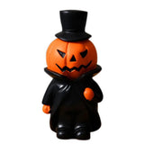 elvesmall Funny Halloween Funny Pumpkin Man Craft Resin Pumpkin Man Desktop Ornament Figurine Witch Top Hat Packs Realistic Ghost Figurine