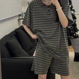 elvesmall Striped Women Pajamas Sets for Home Summer Button Sleepwear Shorts Sleeve Bow 2 Pieces Night Wears Korean Casual Home Suit