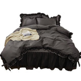 elvesmall Luxury Black Princess Bedding Sets Kawaii Bed Skirt Sheet Pillowcase Fashion Girl Duvet Cover 4 Pieces Home Decoration