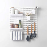 elvesmall Pegboard Wall Panels Pegboard Wall Organizer Mounting Display Diy Pegboard Kit Tool Storage Panel Board Rack Bathroom Kitchen