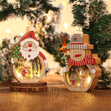 elvesmall  LED Luminous Santa Claus Snowman Wooden Ornament Christmas Decorations Xmas Desktop Glowing Gift Home Decoration Party Supplies