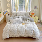 elvesmall Elegant Floral Duvet Cover Set Vintage Farmhouse Queen Size Bedding 100% Cotton Ultra Soft Comforter Cover with Hidden Zipper