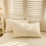 elvesmall Seersucker Bedding Set Duvet Cover Flat Sheets Pillowcase Bed Sheet Set Soft Comforter Cover Bed Linens Set Nordic Ins Style