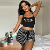 elvesmall  Sexy Women's Sleepwear Home Pajama Sets Summer Loungewear Sleeveless Tops+Shorts 2 Pieces Night Wears Women Pijama Home Clothes